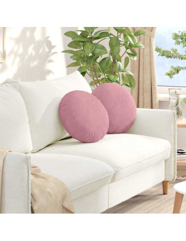 Cuscini per Seduta 2 pcs Rosa Ø 40 x 13 cm Velluto