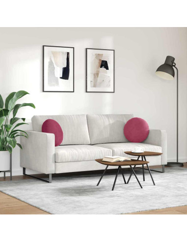 Cuscini per Seduta 2 pcs Rosso Vino Ø 40 x 13 cm Velluto