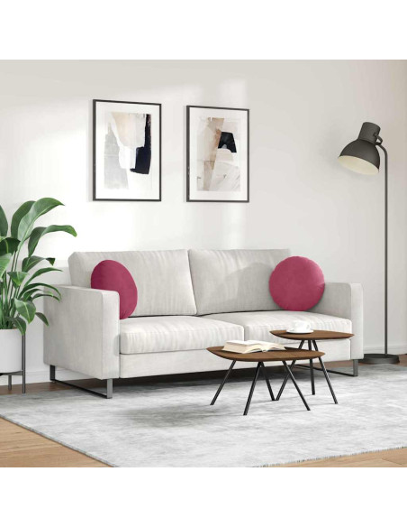 Cuscini per Seduta 2 pcs Rosso Vino Ø 40 x 13 cm Velluto