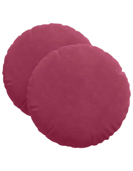 Cuscini per Seduta 2 pcs Rosso Vino Ø 40 x 13 cm Velluto
