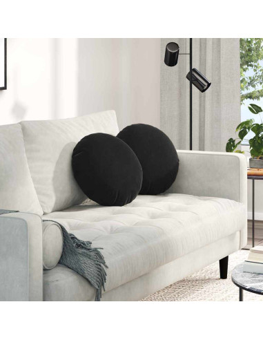 Cuscini per Seduta 2 pcs Nero Ø 40 x 13 cm Velluto