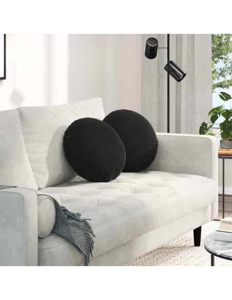 Cuscini per Seduta 2 pcs Nero Ø 40 x 13 cm Velluto