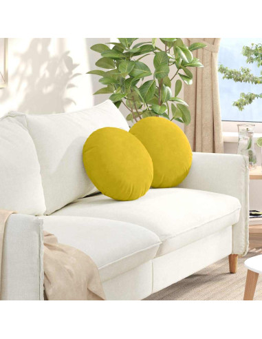 Cuscini per Seduta 2 pcs Giallo Ø 40 x 13 cm Velluto