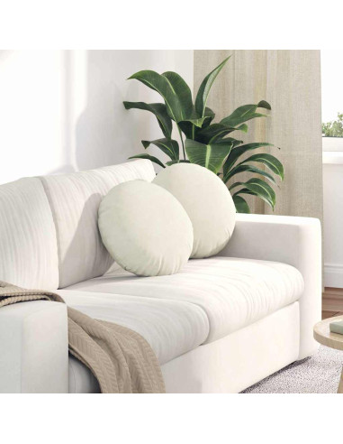 Cuscini per Seduta 2 pcs Crema Ø 40 x 13 cm Velluto