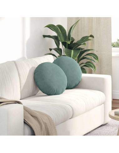 Cuscini per Seduta 2 pcs Verde Mare Ø 40 x 13 cm Velluto