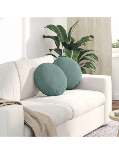 Cuscini per Seduta 2 pcs Verde Mare Ø 40 x 13 cm Velluto