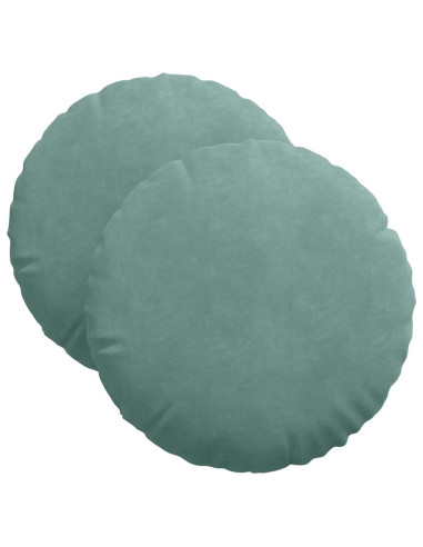 Cuscini per Seduta 2 pcs Verde Mare Ø 40 x 13 cm Velluto