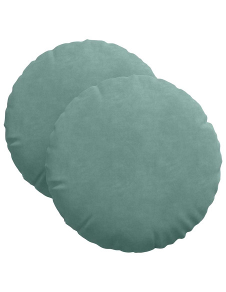 Cuscini per Seduta 2 pcs Verde Mare Ø 40 x 13 cm Velluto