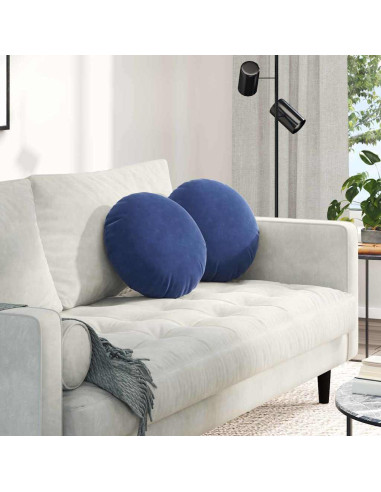 Cuscini per Seduta 2 pcs Blu Polizia Ø 40 x 13 cm Velluto