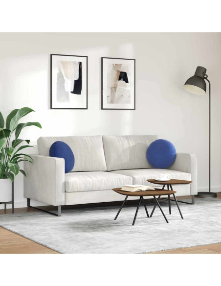 Cuscini per Seduta 2 pcs Blu Polizia Ø 40 x 13 cm Velluto