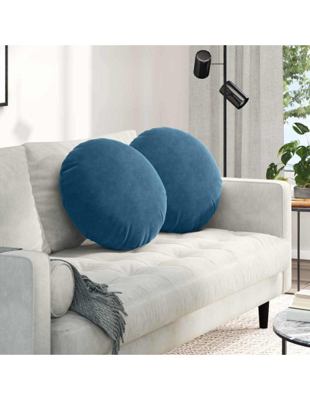Cuscini per Seduta 2 pcs Blu Ø 40 x 13 cm Velluto