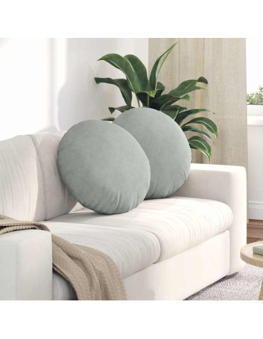 Cuscini per Seduta 2 pcs Grigio chiaro Ø 40 x 13 cm Velluto