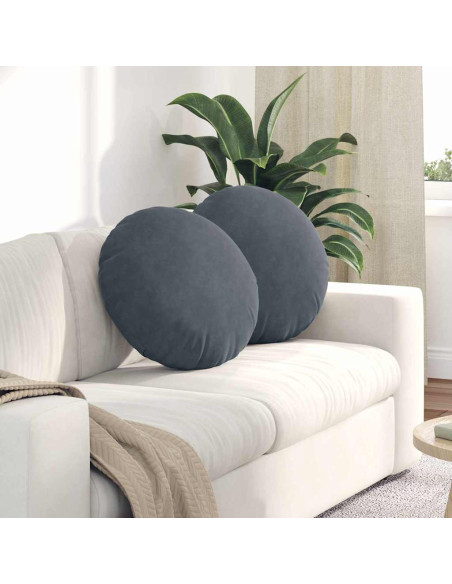 Cuscini per Seduta 2 pcs Grigio scuro Ø 40 x 13 cm Velluto