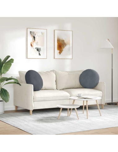 Cuscini per Seduta 2 pcs Grigio scuro Ø 40 x 13 cm Velluto