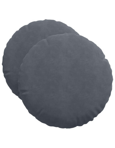Cuscini per Seduta 2 pcs Grigio scuro Ø 40 x 13 cm Velluto