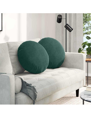 Cuscini per Seduta 2 pcs Verde Scuro Ø 40 x 13 cm Velluto