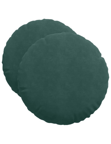 Cuscini per Seduta 2 pcs Verde Scuro Ø 40 x 13 cm Velluto