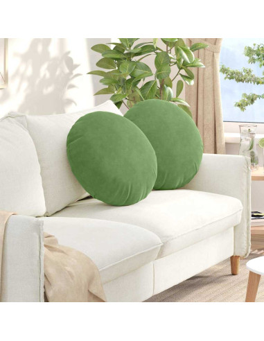 Cuscini per Seduta 2 pcs Verde chiaro Ø 40 x 13 cm Velluto