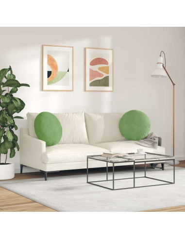 Cuscini per Seduta 2 pcs Verde chiaro Ø 40 x 13 cm Velluto