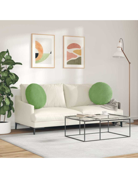 Cuscini per Seduta 2 pcs Verde chiaro Ø 40 x 13 cm Velluto