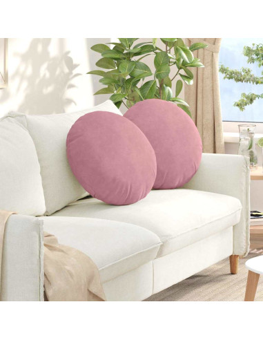 Cuscini per Seduta 2 pcs Rosa Ø 40 x 13 cm Velluto