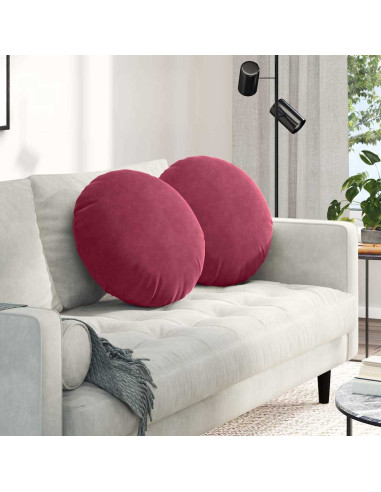 Cuscini per Seduta 2 pcs Rosso Vino Ø 40 x 13 cm Velluto