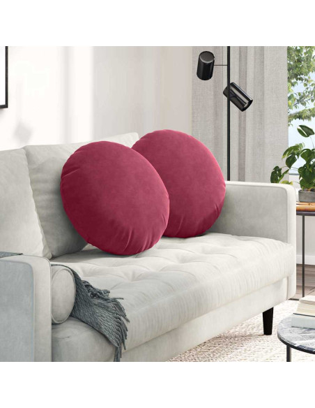 Cuscini per Seduta 2 pcs Rosso Vino Ø 40 x 13 cm Velluto