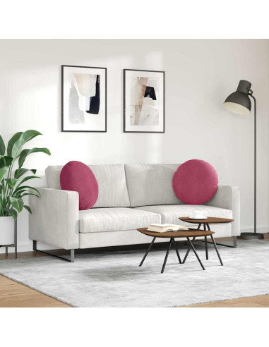 Cuscini per Seduta 2 pcs Rosso Vino Ø 40 x 13 cm Velluto