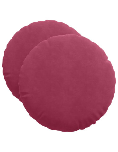 Cuscini per Seduta 2 pcs Rosso Vino Ø 40 x 13 cm Velluto