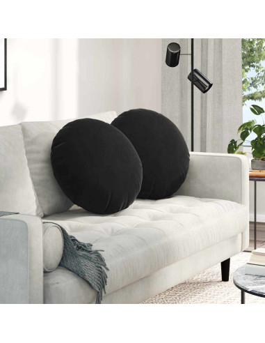 Cuscini per Seduta 2 pcs Nero Ø 40 x 13 cm Velluto