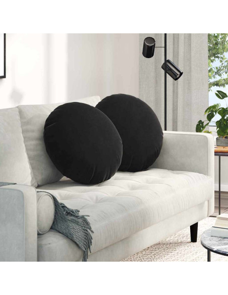 Cuscini per Seduta 2 pcs Nero Ø 40 x 13 cm Velluto