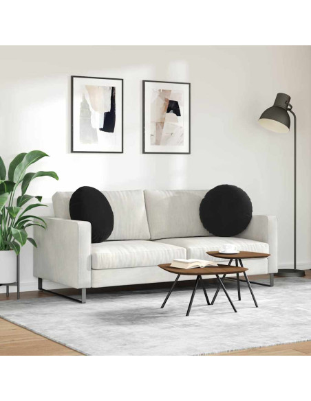 Cuscini per Seduta 2 pcs Nero Ø 40 x 13 cm Velluto