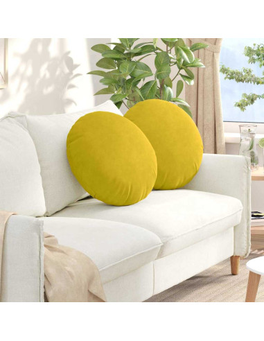 Cuscini per Seduta 2 pcs Giallo Ø 40 x 13 cm Velluto