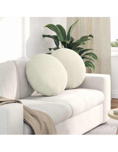 Cuscini per Seduta 2 pcs Crema Ø 40 x 13 cm Velluto