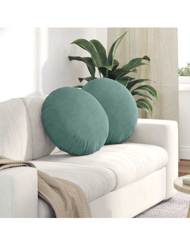 Cuscini per Seduta 2 pcs Verde Mare Ø 40 x 13 cm Velluto