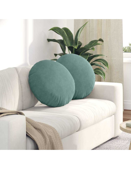 Cuscini per Seduta 2 pcs Verde Mare Ø 40 x 13 cm Velluto