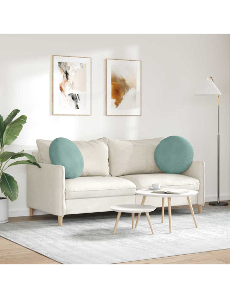 Cuscini per Seduta 2 pcs Verde Mare Ø 40 x 13 cm Velluto