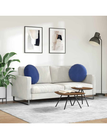 Cuscini per Seduta 2 pcs Blu Polizia Ø 40 x 13 cm Velluto