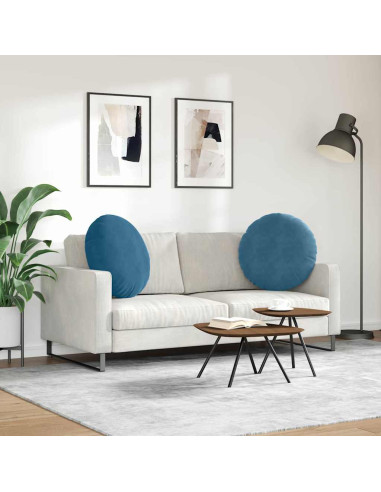 Cuscini per Seduta 2 pcs Blu Ø 40 x 13 cm Velluto