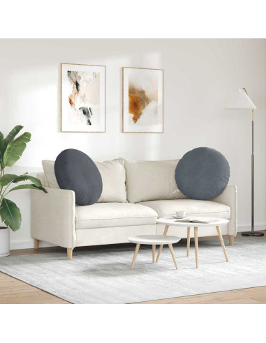 Cuscini per Seduta 2 pcs Grigio scuro Ø 40 x 13 cm Velluto