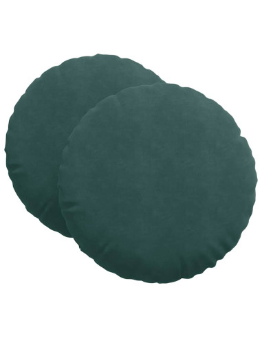Cuscini per Seduta 2 pcs Verde Scuro Ø 40 x 13 cm Velluto