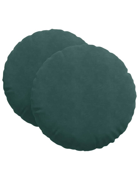Cuscini per Seduta 2 pcs Verde Scuro Ø 40 x 13 cm Velluto