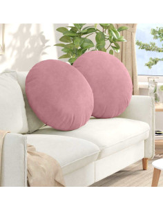 Cuscini per Seduta 2 pcs Rosa Ø 40 x 13 cm Velluto 2