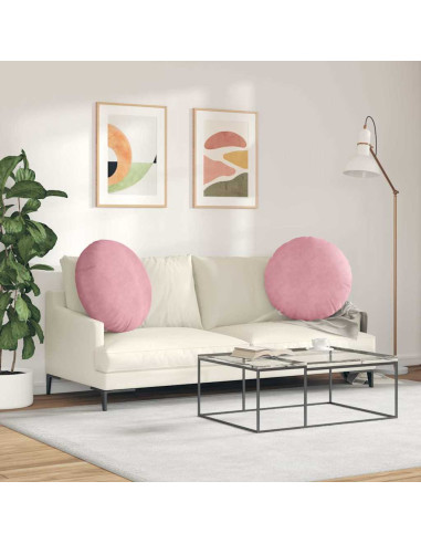 Cuscini per Seduta 2 pcs Rosa Ø 40 x 13 cm Velluto