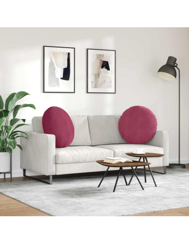 Cuscini per Seduta 2 pcs Rosso Vino Ø 40 x 13 cm Velluto
