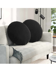 Cuscini per Seduta 2 pcs Nero Ø 40 x 13 cm Velluto 2
