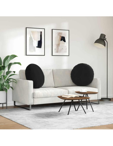 Cuscini per Seduta 2 pcs Nero Ø 40 x 13 cm Velluto