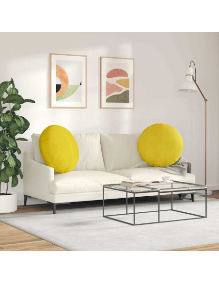 Cuscini per Seduta 2 pcs Giallo Ø 40 x 13 cm Velluto