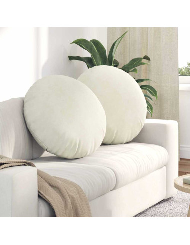 Cuscini per Seduta 2 pcs Crema Ø 40 x 13 cm Velluto