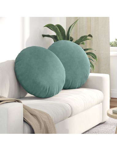 Cuscini per Seduta 2 pcs Verde Mare Ø 40 x 13 cm Velluto